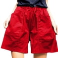 thumbnail image 1 of Aayomet Shorts de Mode pour Femmes Couleur Basique Taille Ajustable Pantalon Ample Bas (Rouge, TG), 1 of 5