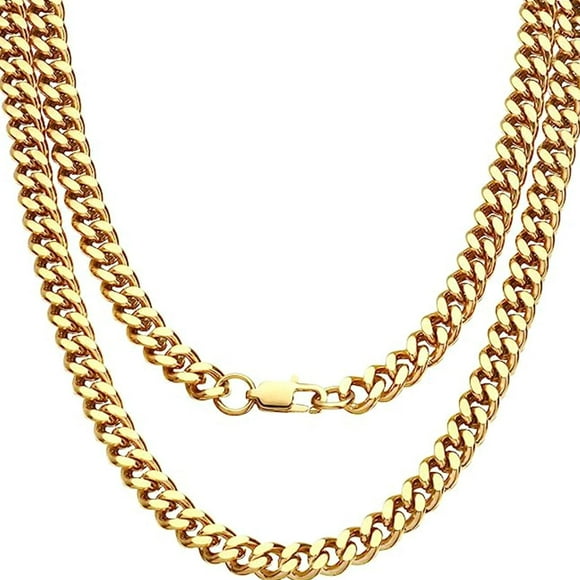 LAICAIW Gold Cuban Link Necklace for Women - Titanium Steel 18K Gold Plated Cuban Link Chain Necklace Fashion Cuban Chain Jewelry Gift