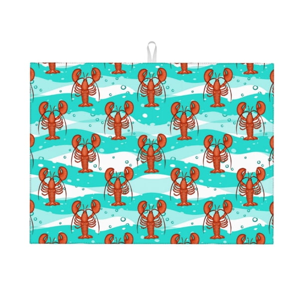 Balery Lobsters Of Turquoise Waves Alfombrilla de Secado para Cocina, 18x24 Pulgadas, Súper Absorbente para Platos y Encimeras