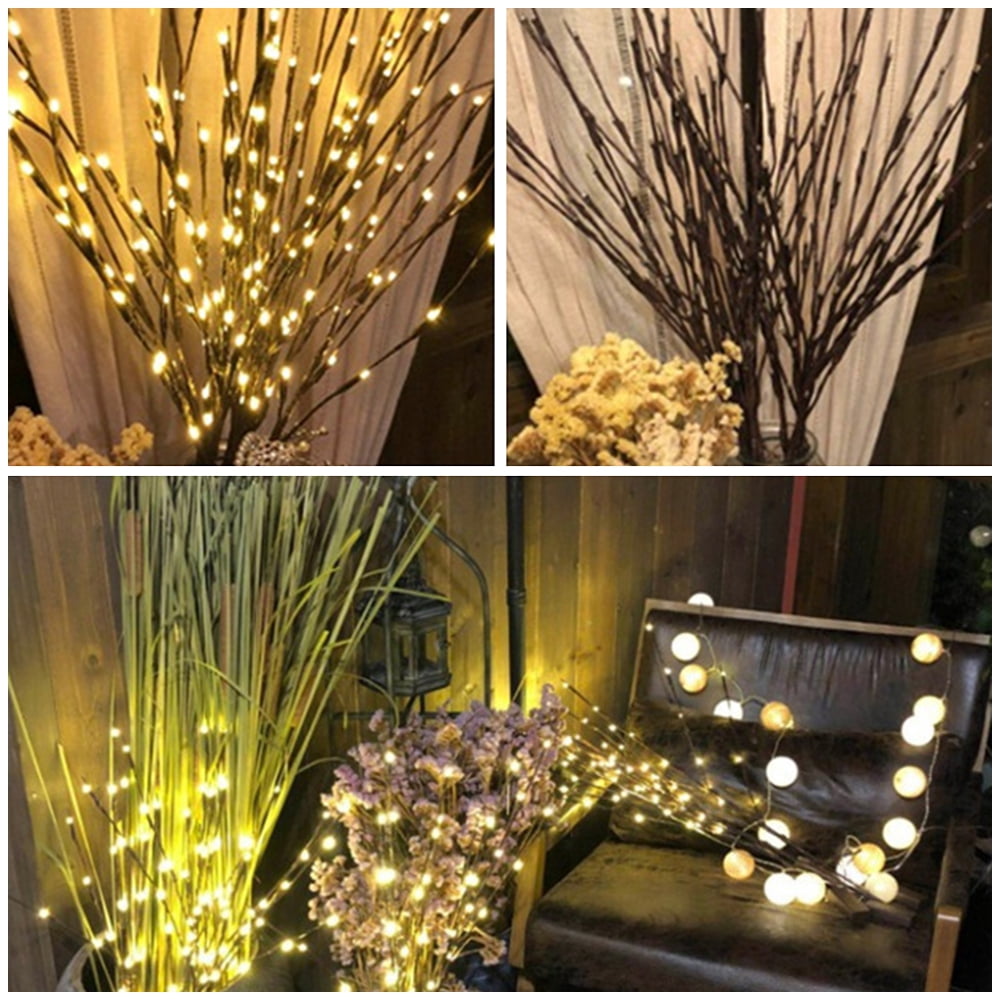 LED Branch Light Battery Operated Lighted Branch Vase Filler Willow Tree Artificial Little Twig Power 20 LED for Home Romantic Decoration Pack of 5