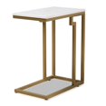 thumbnail image 1 of Baxton Studio Renzo Brushed Gold Metal End Table with Faux Marble in White, 1 of 9