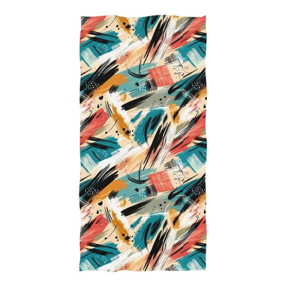 Oversized Beach Towel Extra Large Absorbent Microfiber Bath Towels Soft Quick Drying Hand Drawn Brush Strokes 74"x37"