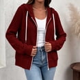 thumbnail image 4 of NominalSnug Zip up Sweatshirts for Women Ribbed Knit Long Sleeve Lightweight Hoodie Oversized Casual Hoodies Sweater Fashion Jackets, 4 of 8