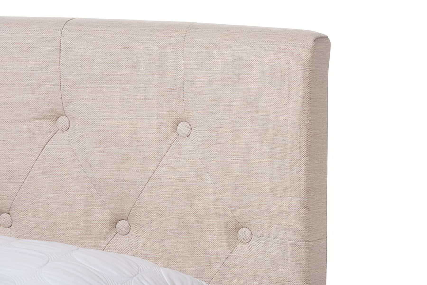 Baxton Studio Cassandra Light Beige Fabric Upholstered Queen Size Bed