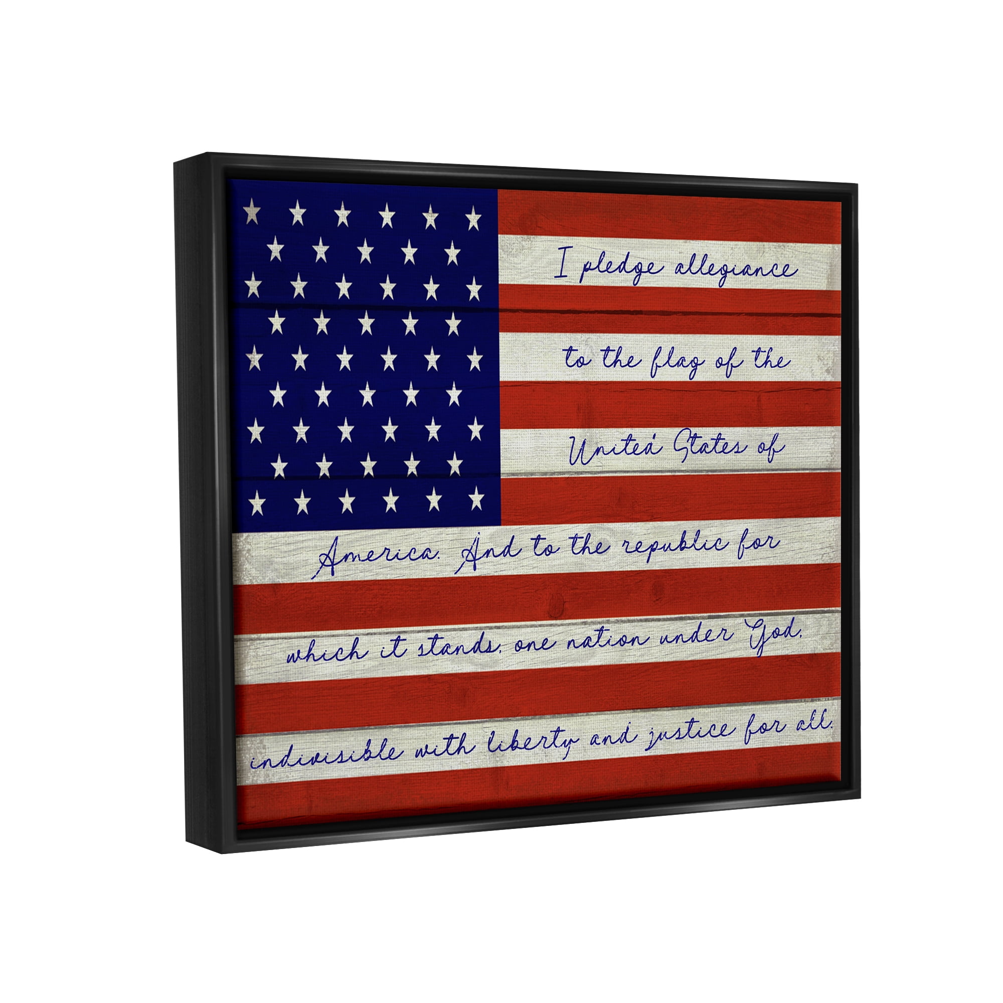 Stupell Industries Pledge of Allegiance Flag Inspirational Painting Black Floater Framed Art Print Wall Art, 31 x 25