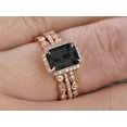 thumbnail image 4 of Milgrain Trio Set 7x5mm Emerald Cut 2.75 Carat Black Diamond Moissanite Wedding Set Engagement Ring Anniversary Ring 14k Rose Gold Art Deco Shining Startling Ring, 4 of 5