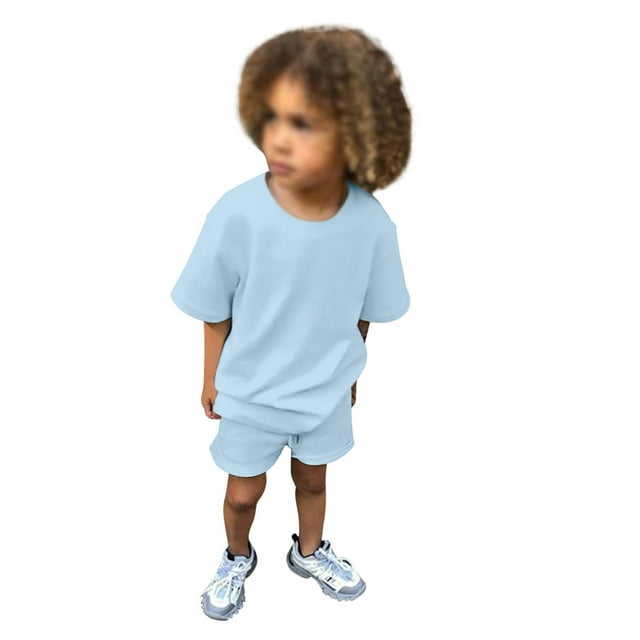 Ensemble de Survêtement 2 Pcs pour Enfants Garçons Filles Été T-Shirt à Manches Courtes avec Short