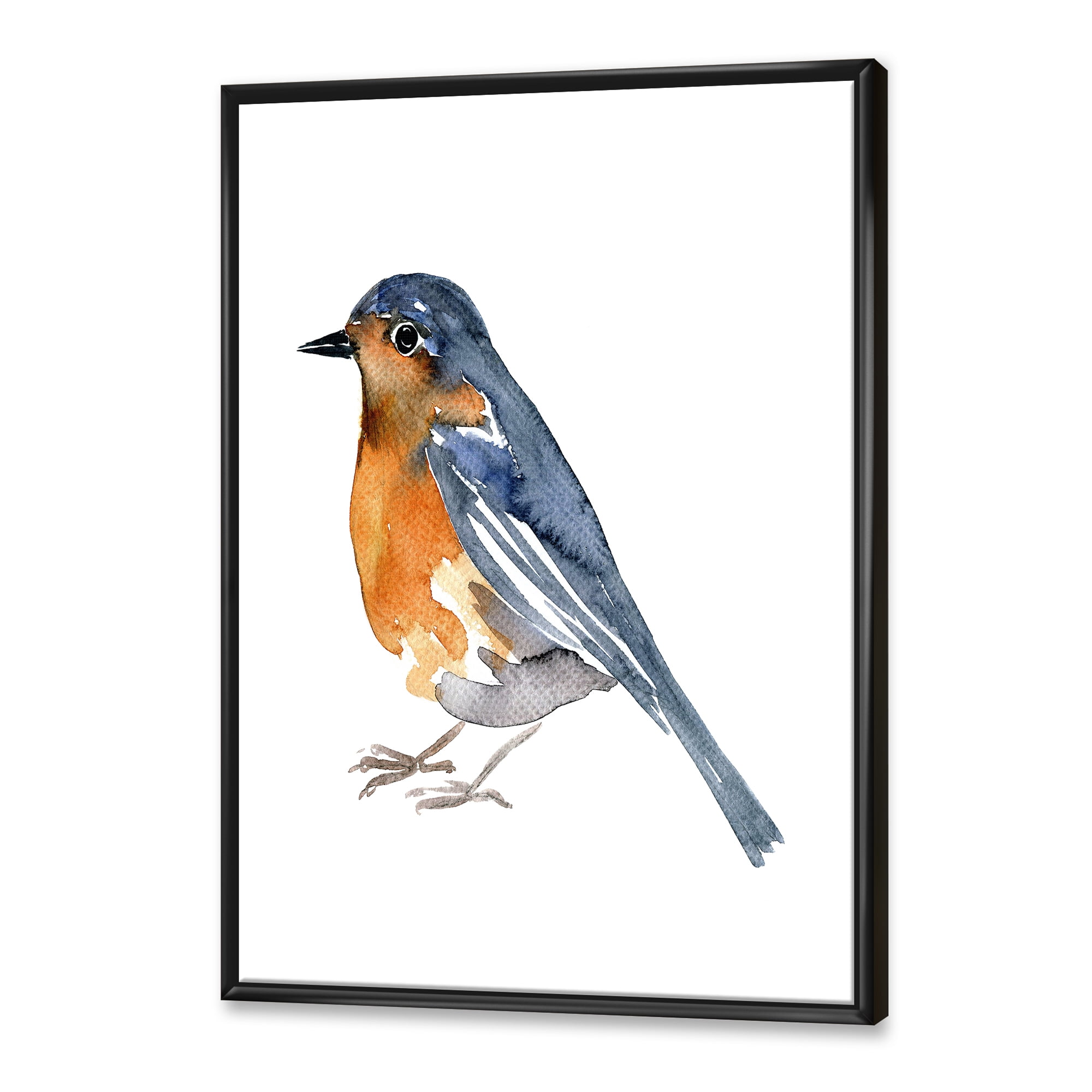 Designart 'Ancient Orange Bird' Traditional Framed Canvas Wall Art Print