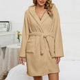 thumbnail image 6 of Timegard Womens Nightgown Fleece Bathrobes Soft Plush Loungewear Warm Comfy Hooded Lightweight Mid Robes, 6 of 9