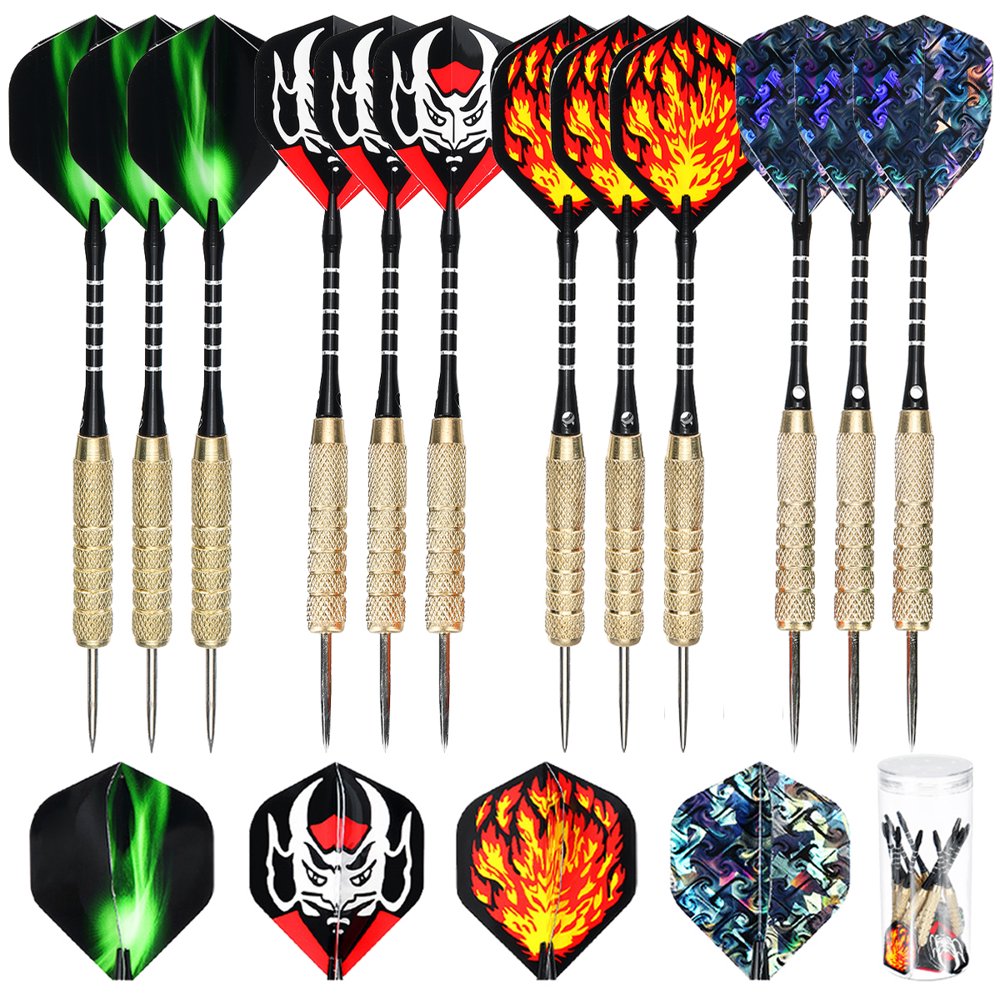 12Pcs/4 Sets Steel Tip Darts Set, Professional Aluminium Alloy Dart