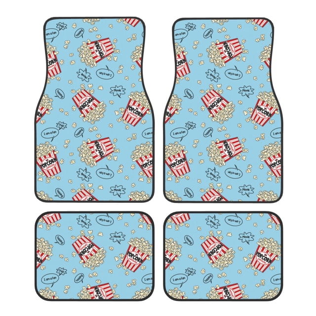 Disketp I Am A Fan Popcorn for Crystal Velvet Car Mats Four-Piece Set,All-Season Automotive Protection, Vehicles, Cars, Trucks, and SUVs,Anti-Slip Design