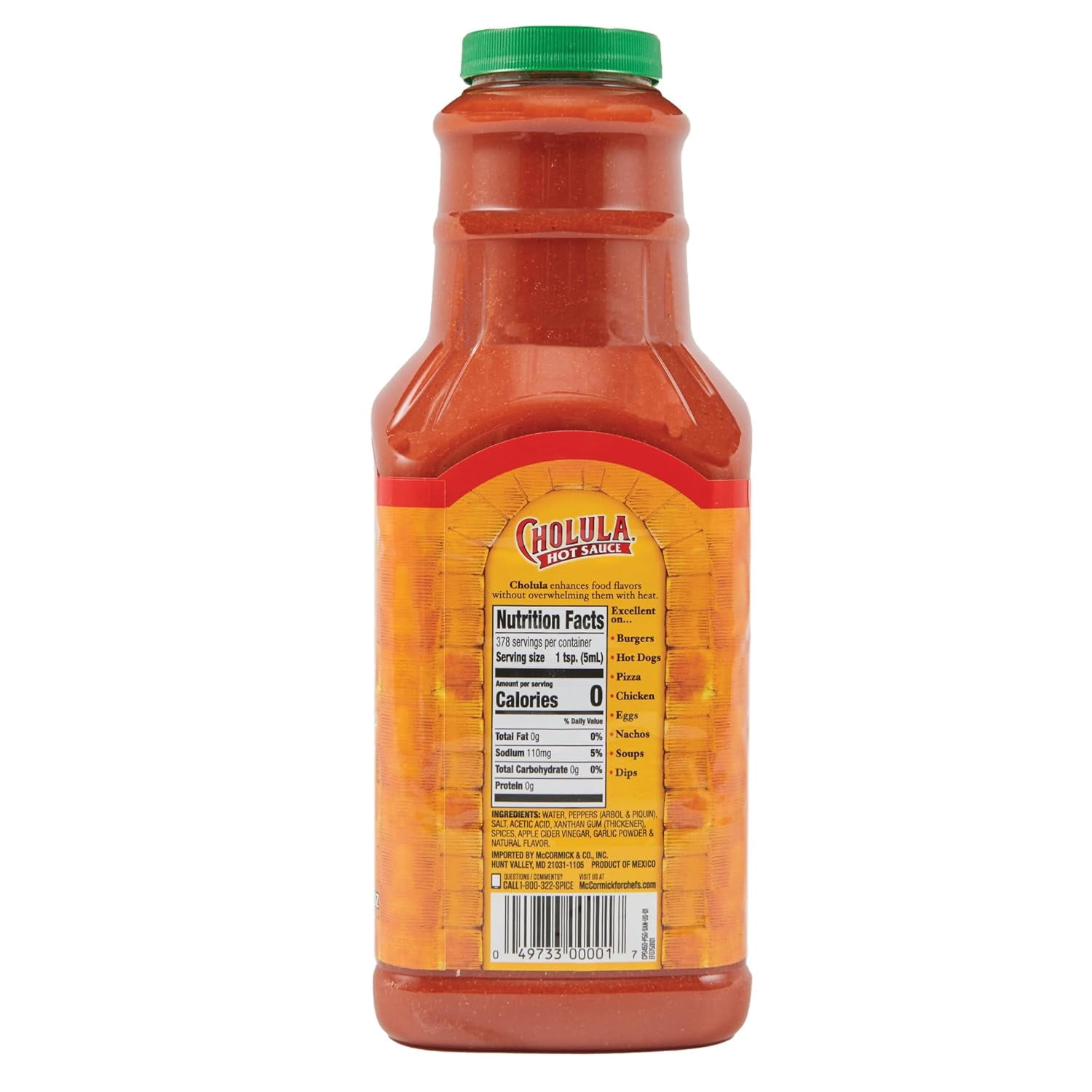 Original Hot Sauce, 64 fl oz - One 64 Fluid Ounce Bulk Container of Hot Sauce with Mexican Peppers and Signature Spice Blend, Perfect with Tacos, Eggs, Wings, Chicken and More
