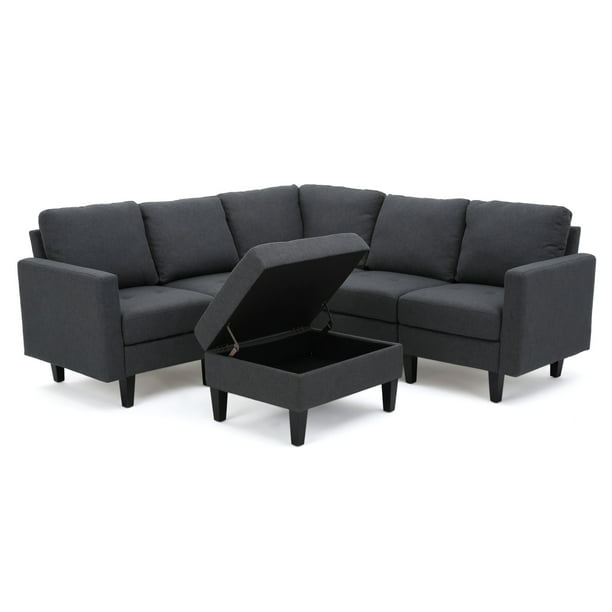 6-Piece Charcoal Gray Contemporary Sectional Couch with ...