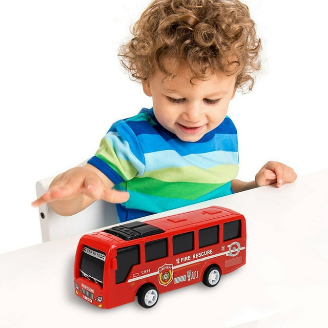 Y-279 A Friction Powered Pull Back Bus Toy Realistic Vehicle Kids Transportation Play Set Durable Plastic