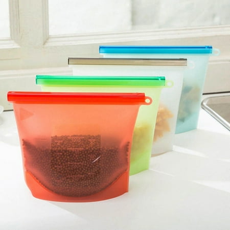 Cooling Storage - CABINAHOME 4 Pack Reusable Silicone Food Storage Preservation Airtight Seal Bags Container Versatile Cooking Bag