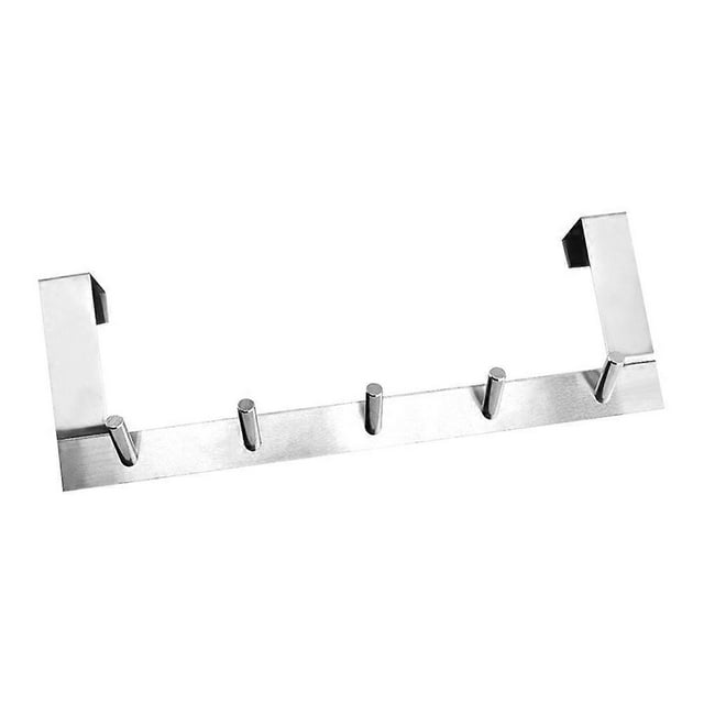 Stainless Steel Over the Door Hook Hanger for Towels Clothes Silver Easy Install No Drilling 12.5 x 4.5 inches