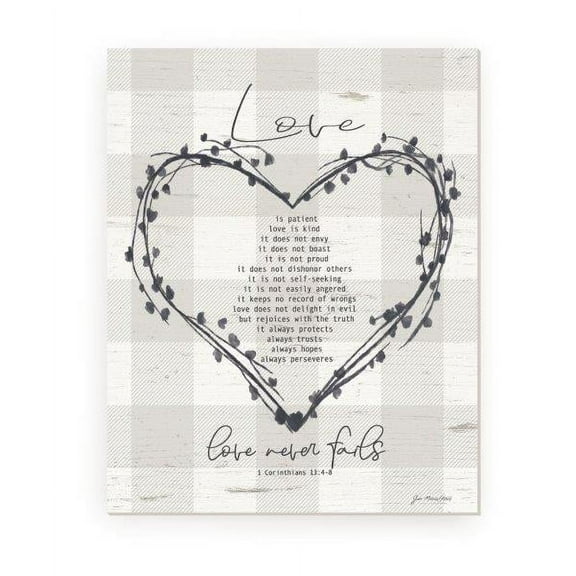 Love Never Fails Framed Wood Farmhouse Wall Sign 12x15 (Unframed)