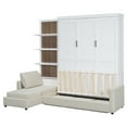 thumbnail image 6 of Harper & Bright Designs Queen Size Murphy Bed, Wooden Queen Murphy Bed Frame with Shelves, Wall Bed with L-Shape Sofa, White, 6 of 17
