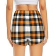 thumbnail image 4 of Xecao's Orange Plaid for a double-layer running short for women, perfect for gym, tennis, and more, featuring a convenient pocket., 4 of 9