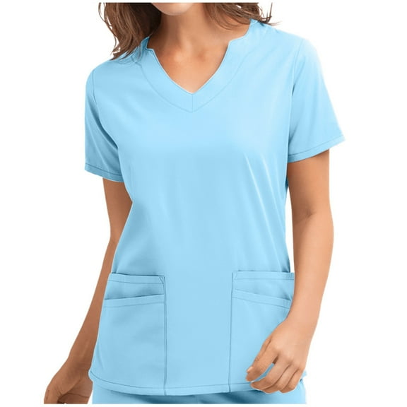 Sky Blue S WIZUTIZ Short Sleeve Shirts for Women up to 65% Off Breathable Tops Round Neck Fluffy Plus Size Ladies Tshirt Sports Solid Tee Cotton Soft Summer-Beach Shirts Pure Colour Plus Short Sleeve