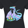 thumbnail image 4 of Inktastic Blue Easter Dragon with Painted Eggs Women's V-Neck T-Shirt, 4 of 5