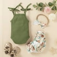 thumbnail image 5 of Dooleck Ribbed Baby Girl Clothes Strap Bodysuit Floral Bloomer Shorts Infant Outfit, 5 of 8