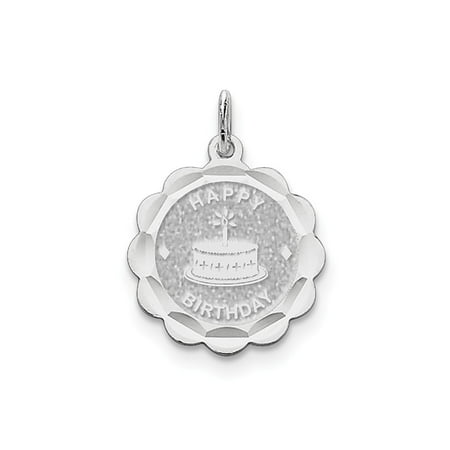 - Happy Birthday Disc Charm In 925 Sterling Silver 26x20mm