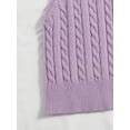 thumbnail image 4 of Hotian Women Cable Knit Sweater Vest V Neck Pullover Purple XL, 4 of 6