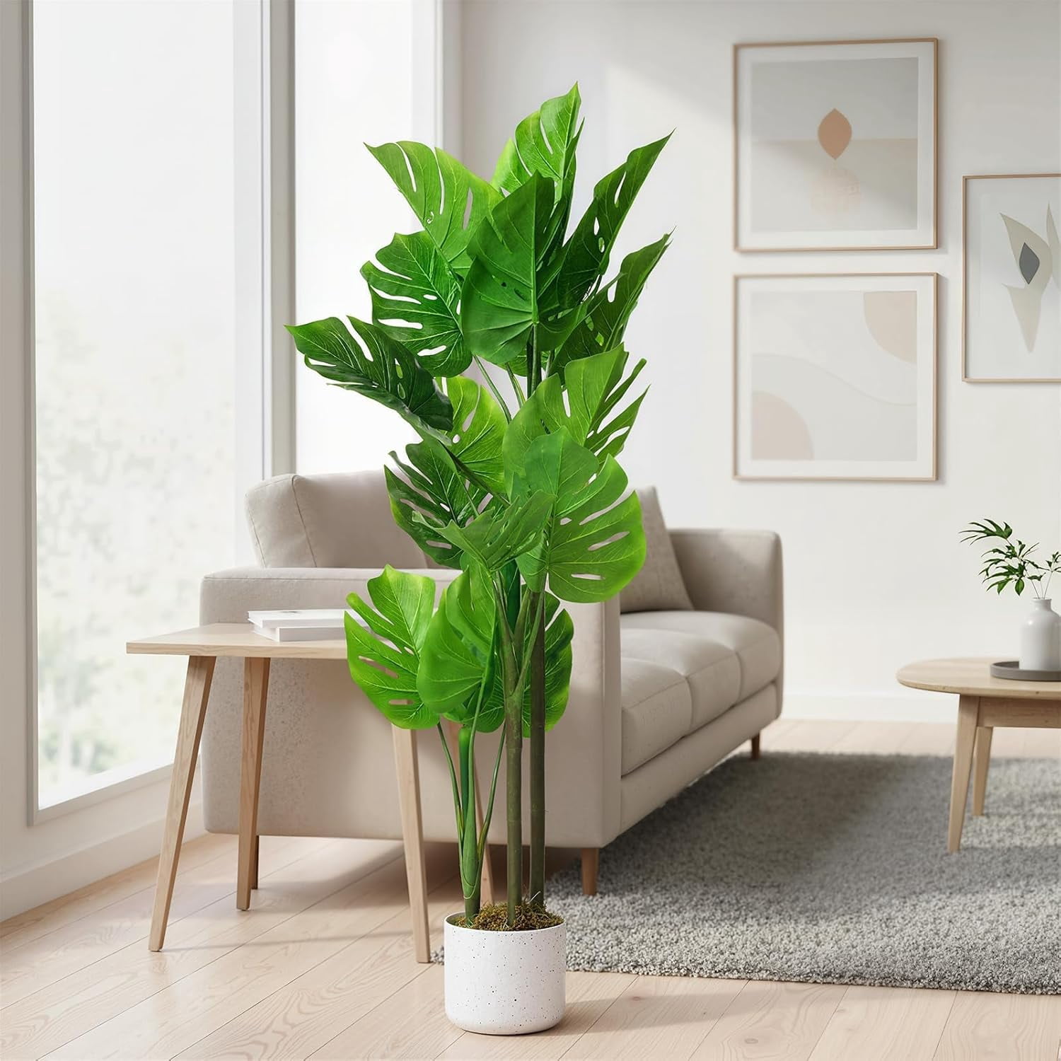 Accreate 3.6 ft Artificial Monstera Plant in Pot, Indoor Faux Tropical Plants, Fake Decorative Evergreen Potted Floor Tree for Living Room Porch Entryway Office Decro