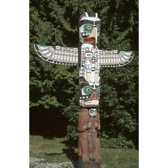 Totem Pole at Stanley Park, Vancouver Island, British Columbia, Canada Poster Print by John & Lisa Merrill (18 x 27)