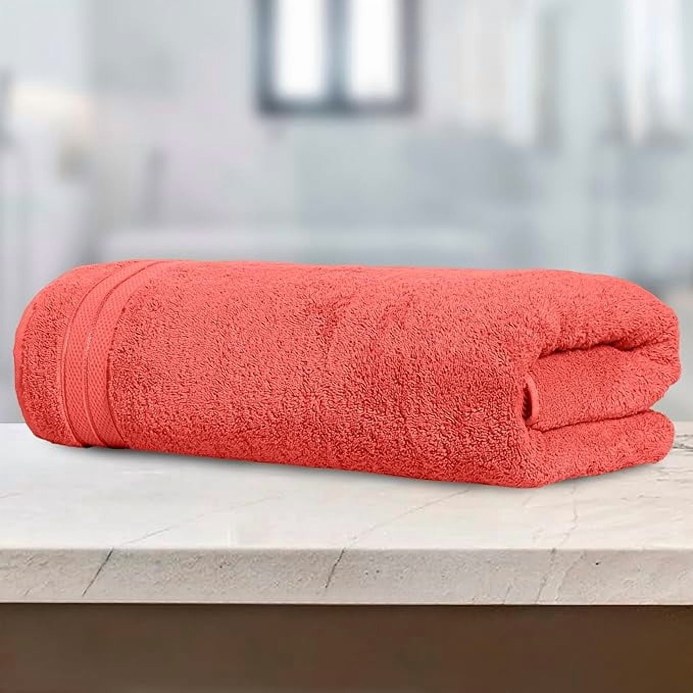 Mocassi Turkish Cotton Jumbo Bath Towel, 1-Piece, 35" x 70", Highly Absorbent - Soft Bathroom Towel, Coral