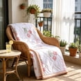 thumbnail image 3 of Lypsnake Floral Print Cooling Blankets, Soft Breathable Lightweight Rose Pattern Quilted Throw with Peach Trim, Cozy Skin-Friendly Bedding for Bed Couch Office, 3 of 6