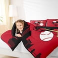 thumbnail image 4 of Homewish Cartoon Sports Teens Queen Comforter Set, Red Black Stripes Abstract Bedding Sets, Baseball Player Reversible Bedding Comforter Set, Breathable Home Decor, 3 Pieces, 4 of 8