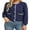 Blue, variant on Charmo Women's Chunky Cardigan Sweaters Contrast Trim Crew Neck Coat