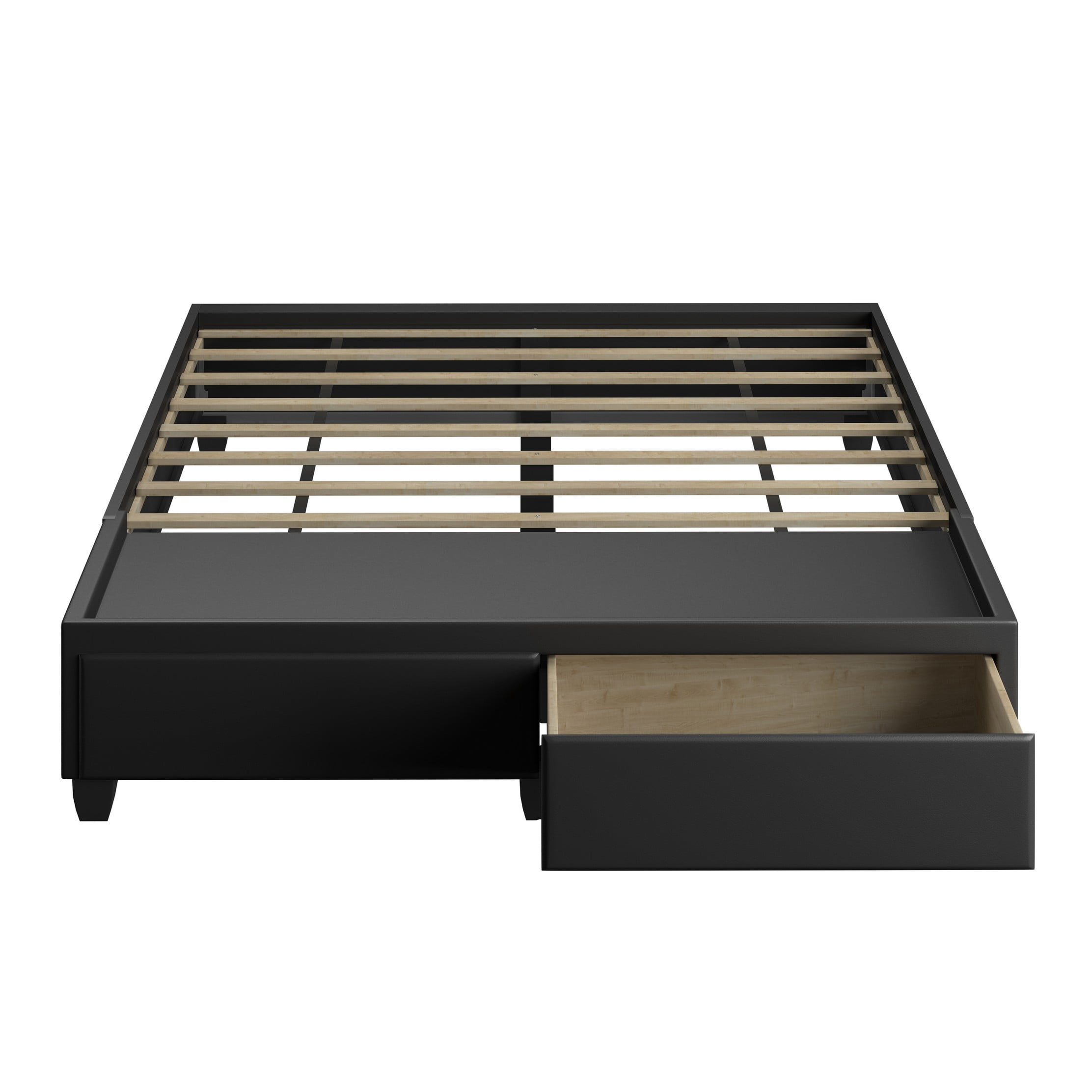 Boyd Sleep Parma Upholstered Faux Leather Platform Storage Bed, Queen, Black