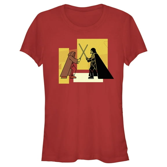 Junior's Star Wars: Obi-Wan Kenobi Darth Vader Vs. Obi-Wan Kenobi Color Block Graphic Tee Red 2X Large