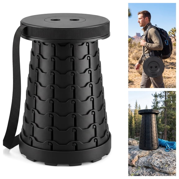Collapsible Stool - 400 lbs Capacity Lightweight Folding Camping Stool, Portable Retractable Seat for Adults, Outdoor Fishing and Hiking