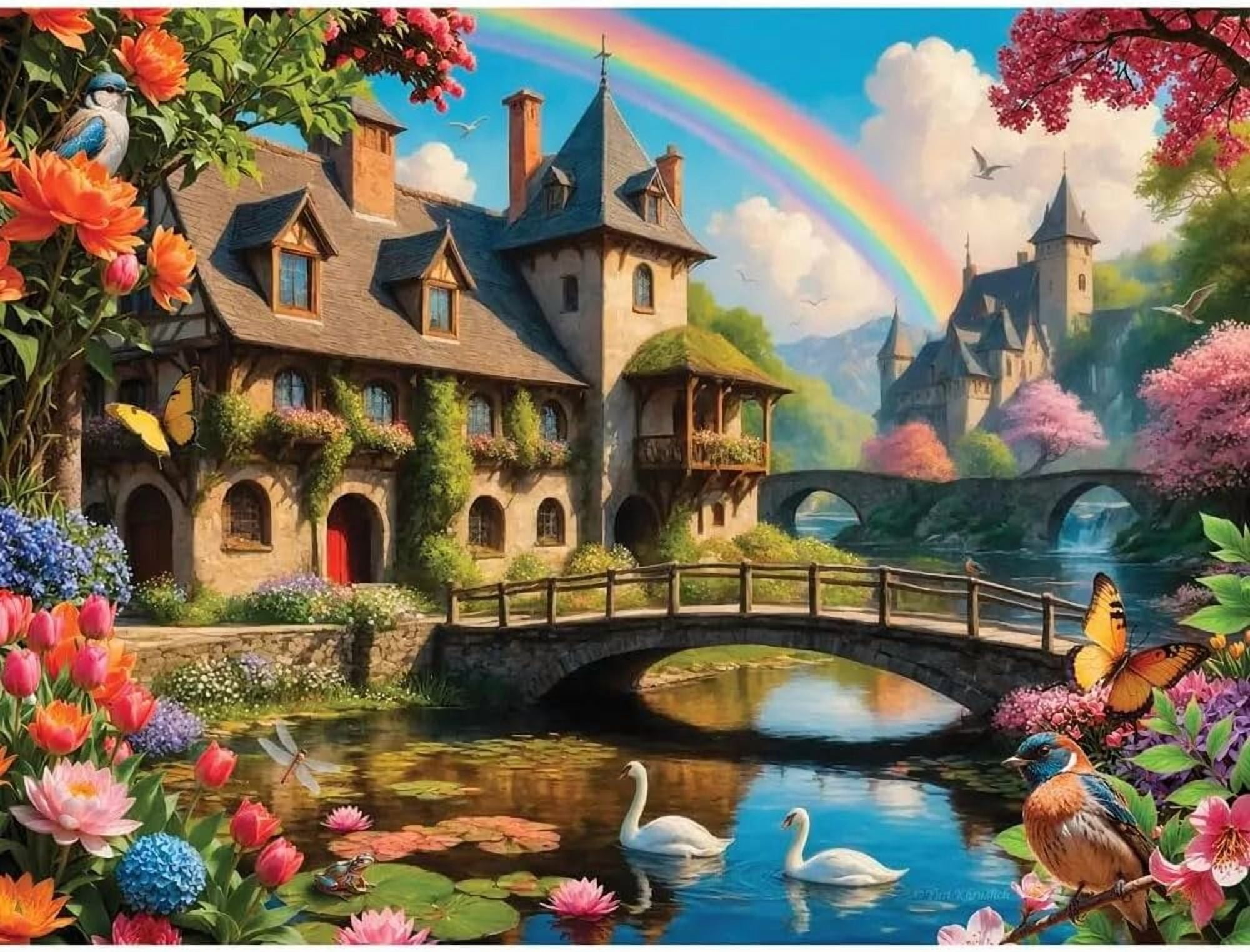 Bits and Pieces Jigsaw Puzzles 500 Piece Waterfalls Sunsets Rainbows Set of 3 18 x 24 Inch