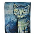 thumbnail image 1 of ASHLEIGH Flannel Throw Blanket Cat Painting of Blue Kitten Oil Fine Canvas Vintage Soft for Bed Sofa and Couch 58x80 Inches, 1 of 1