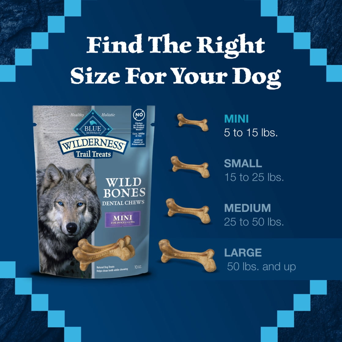 Blue Buffalo Wilderness Wild Bones Dental Chews Dog Treats, Mini, 10-oz Bag