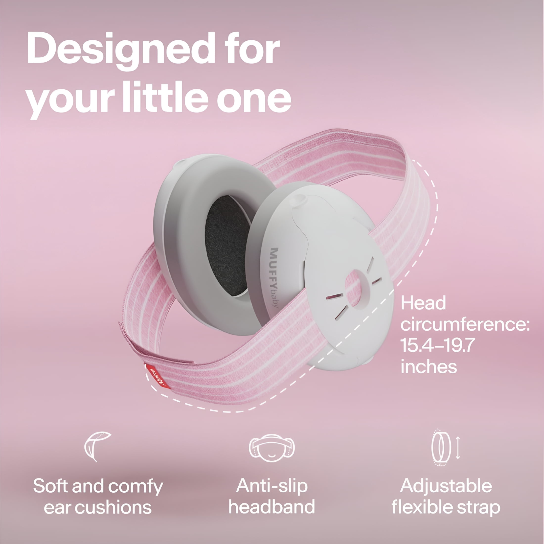 XIRQI Baby Ear Protection for Babies and Toddlers Up to 36 Months-Noise Reduction Earmuffs-Comfortable Baby Headphones Against Hearing Damage&Improves Sleep-Pink