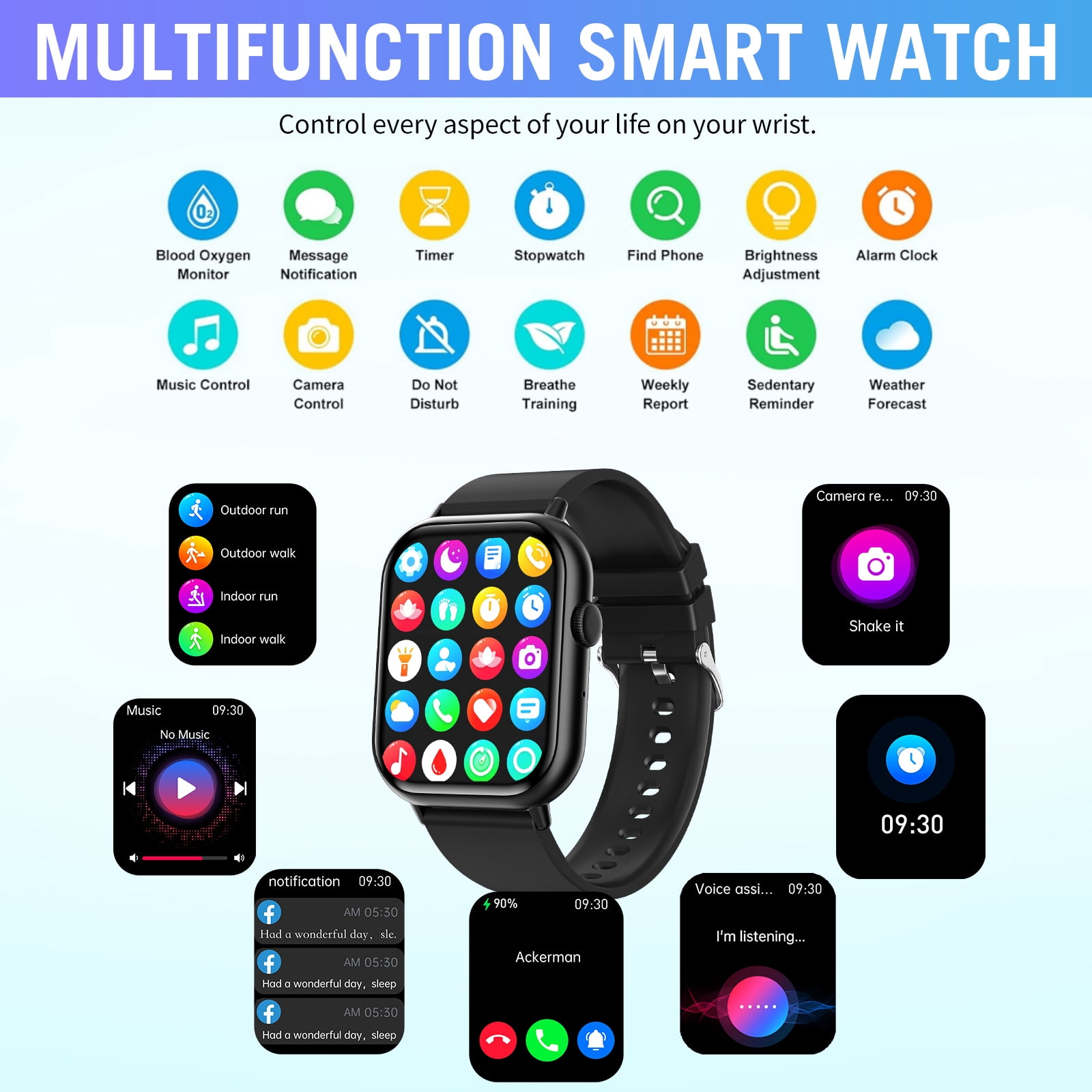 2026 NEW Smart Watch, 2.01'' HD Screen SmartWatch for Men Women , Answer/Make/Message, 100+ Sports Modes, IP67 Waterproof Compatible with Android and iPhone