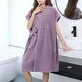 thumbnail image 3 of Hvyesh Womens Fleece Bathrobe Short Sleeve Belted Spa Hotel Dressing Gown Soft Towel Robes for Women, 3 of 4
