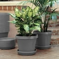 thumbnail image 2 of Bloem 14-in Terra Round Resin Planter - Charcoal Gray (Saucer Not Included), 2 of 7