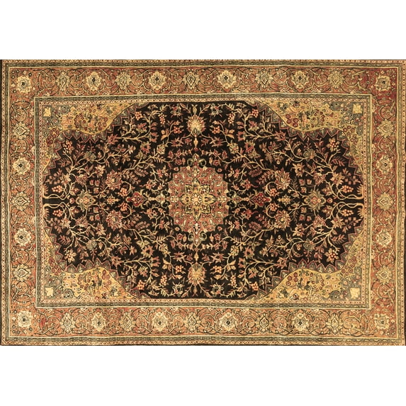 Ahgly Company Indoor Rectangle Medallion Brown Traditional Area Rugs, 2' x 5'
