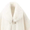 thumbnail image 4 of Samdudou Fall Coats for Women Elegant Cloak Waffle Textured Knit Cape Faux Fur Trimmed Neckline Front Clasp Closure Outerwear for Evening Events Sophisticated Wardrobe, 4 of 5