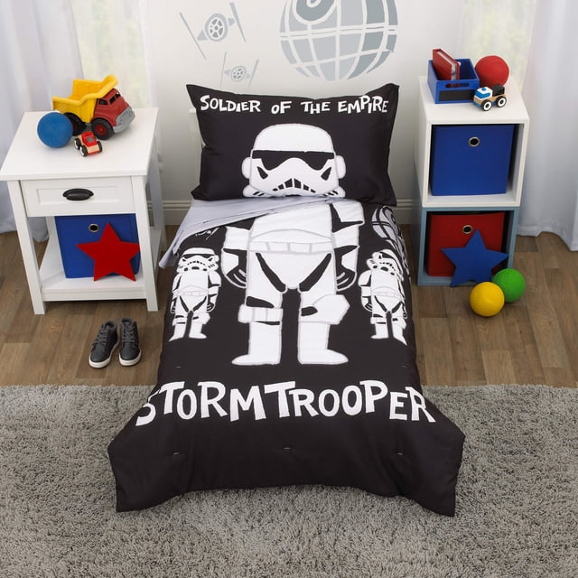 Juego de cama Disney Star Wars Storm Trooper de 4 piezas para niños pequeños