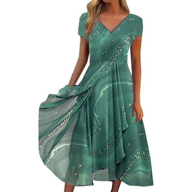WILLBEST Vestidos de Lino para Mujer Vestido de Mujer Vestido Casual de Moda de Punto con Retazos Vestido de Mujer XXXXXGrande
