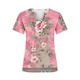 thumbnail image 4 of Womens Clothing Homenesgenics Womens Tops Women's Summer-Neck Print Casual Loose Tops Short Sleeve V-Neck Button Blouses Pink XXL, 4 of 5