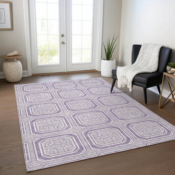 Addison Rugs Chantille Indoor/Outdoor Transitional Geometric Lavender Washable Rectangle Rug, 10' x 14'